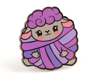 SALE Yarn Baaa-ll Enamel Pin - Hard Enamel Pin Cloisonné Cute Sheep Lapel Pin Lamb Badge Knitting Kawaii Pin Crochet Pin Wool Badge