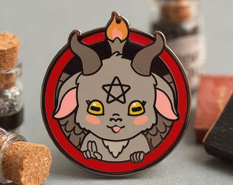 Pin de Baphomet - Pin espeluznante de Baphomet Pin mágico Pin de cabra kawaii Pin oculto Pin del sigilo de Baphomet Pin del dios de la magia de arte oscuro Pin de cabra sabática