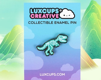 T-Rex Skeleton Enamel Pin - Dinosaur Enamel Pin Cute Bones Lapel Pin Fossil Badge Cute Tyrannosaurus Kawaii Gift Cloisonné Badge Kawaii Pin