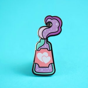 SALE Love Potion Pin - Magic Potion Pin Spooky Pin Magick Pin Amortentia Pin Occult Pin Potions Pin Heart Pin Purple Bottle Love Spell