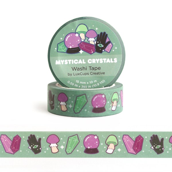 Mystical Crystals Washi Tape - Kawaii Washi Tape Decorative Tape Paper Tape Crafting Tape Stationery Craft Tape Healing Crystals Tape