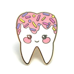 SALE Pink Sweet Tooth Pin - Hard Enamel Pin Cloisonné Tooth Lapel Pin Enamel Tooth Pin Badge Tooth Kawaii Pin Wisdom Tooth Brooch
