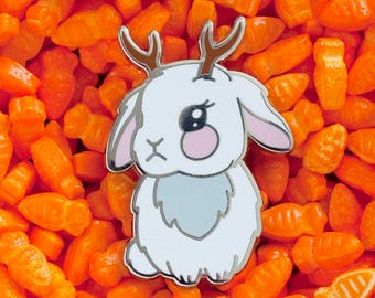 Jackalope Enamel Pin - Hard Enamel Pin Rabbit Lapel Pin Jackalope Pin Bunny Kawaii Pin Bunny Brooch Rabbit Pin Easter Bunny Pin  Rabbit Pin