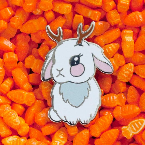 Jackalope Enamel Pin - Hard Enamel Pin Rabbit Lapel Pin Jackalope Pin Bunny Kawaii Pin Bunny Brooch Rabbit Pin Easter Bunny Pin  Rabbit Pin