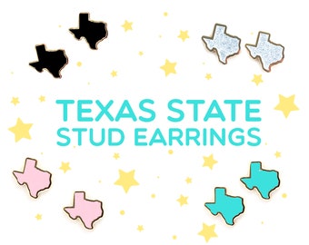 Enamel Texas Earrings - Hard Enamel Texas Earring Stud Texan Earrings State Earrings Gold Earring Studs Cute Sweet Earrings Texas Jewelry