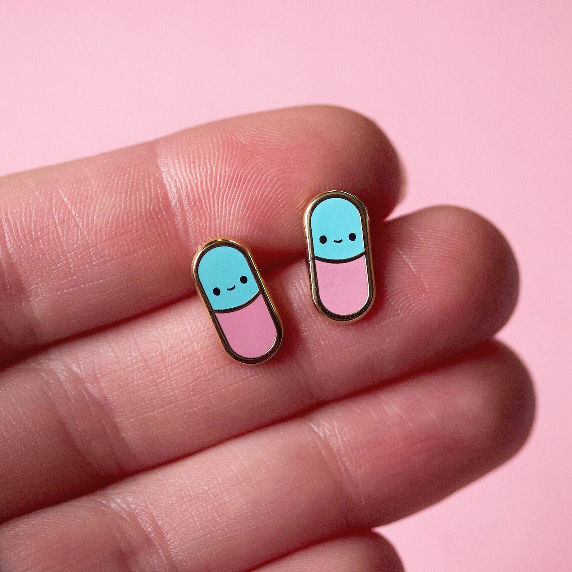 Happy Pill Earrings Pill Earring Stud Pharmacist Earrings Etsy