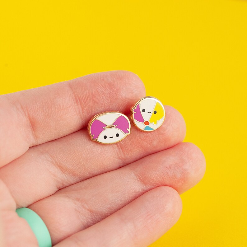 Beach Bum Earrings Hard Enamel Beach Ball Earring Stud Inner Etsy