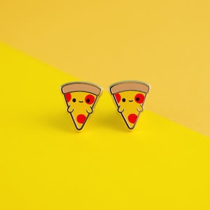 Pizza Face Earrings - Hard Enamel Pizza Earring Cute Pizza Studs Gold Pizza Slice Jewelry Pizza Pie Stud Earrings Pizza Lover Gift