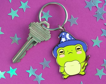 SALE Frog Magic Keychain - Kawaii Keychain Gift Wizard Cute Key Charm Amphibian Gift Keyring Toad Keychain Magician Kawaii Keyring