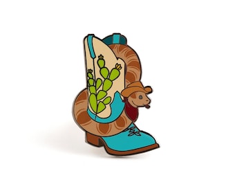 Snake In My Boot Enamel Pin - Hard Enamel Pin Cloisonné Texas Lapel Pin Rattlesnake Badge Boots Kawaii Pin Reptile Pin Toy Story Badge