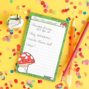 SALE Red Mushroom Notepad - Cute Stationery Gift Fungus Memo Pad Fly Agaric Writing Pad Toad Stool Scratch Pad Fungi Notepad Kawaii Notepad