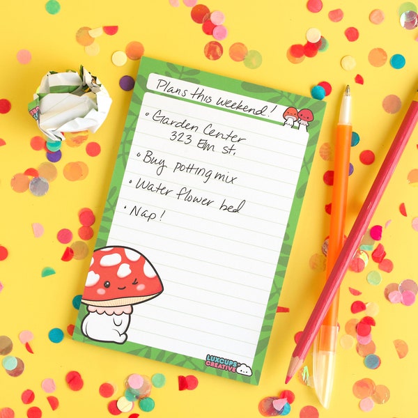 Red Mushroom Notepad - Cute Stationery Gift Fungus Memo Pad Fly Agaric Writing Pad Toad Stool Scratch Pad Fungi Notepad Kawaii Notepad