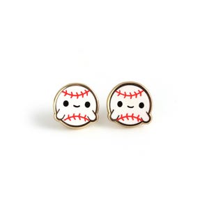 Baseball Bros Earrings - Baseball Earring Gift Sports Earring Studs Dugout Gold Earrings Kawaii Earrings Worlds Series Cute Enamel Earrings