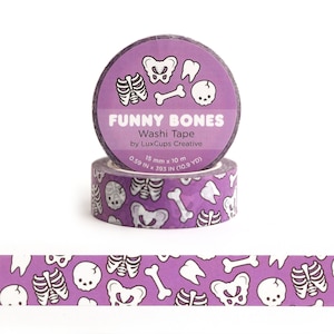 SALE Funny Bones Washi Tape - Kawaii Washi Tape Decorative Tape Paper Tape Crafting Tape Stationery Craft Tape Halloween Tape Skeleton Tape