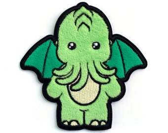 Fuzzy Cute-thulhu Patch Sticker - Adhesive Patch cthulhu Applique Patch Embroidered Cutethulhu Elder God Patches Cute Jacket Flair Lovecraft