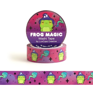 SALE Frog Magic Washi Tape - Amphibian Kawaii Washi Tape Wizard Decorative Paper Tape Magical Colorful Crafting Tape Stationery Craft Tape