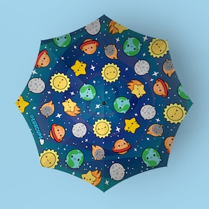 Space Buds Umbrella - All Weather Umbrella Outer Space Kawaii Parasol Starry Cute Sunshade Celestial Cute Umbrella Planet Sunshade Rain Gear