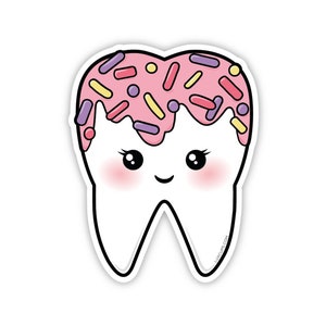 SALE Sweet Tooth Sticker - Dental Weather-Proof Vinyl Sticker Sprinkles Sticker Frosting Laptop Decal Dentist Sticker Wisdom Tooth Sticker