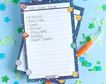 SALE Space Buds Notepad - Cute Stationery Gift Kawaii Outer Space Memo Pad Galaxy Writing Pad Star Scratch Pad Planet Notepad Kawaii Notepad