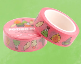 SALE Potion Pals Washi Tape - Kawaii Washi Tape Decorative Paper Tape Crafting Tape Stationery Craft Tape Halloween Tape Witchy Craft Tape