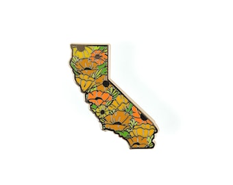 California Poppy Enamel Pin - California Enamel Pin Cute Flower Lapel Pin Poppy Badge State Flower Kawaii Gift Kawaii Pin Cloisonné Badge