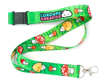 SALE Mushroom Lanyard - Mushroom Badge ID Mycology Safety Lanyard Cute Lanyard Fly Agaric Breakaway Lanyard Fungi Lanyard Toad Stool Lanyard
