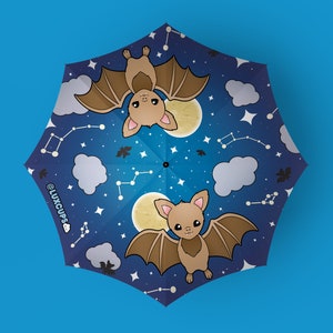Baby Bat Umbrella - All Weather Umbrella Vampire Bat Kawaii Parasol Full Moon Cute Sunshade Spooky Cute Cute Umbrella Halloween Rain Gear
