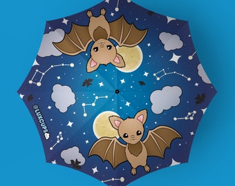 Baby Bat Umbrella - All Weather Umbrella Vampire Bat Kawaii Parasol Full Moon Cute Sunshade Spooky Cute Cute Umbrella Halloween Rain Gear