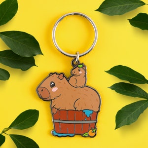 Capybara Cuties Keychain - Capybara Keychain Kawaii Keychain Gift Mammal Cute Key Charm Rodent Gift Keyring Coconut Doggy Kawaii Keyring