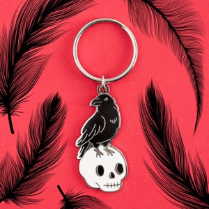 The Raven Keychain - Spooky Keychain Kawaii Keychain Gift Corvus Cute Key Charm Halloween Gift Keyring Edgar Allan Poe Kawaii Keyring