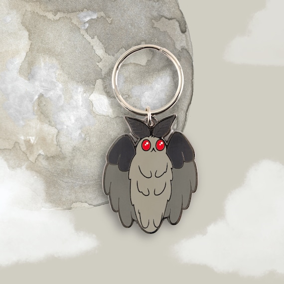 SALE Mothman Keychain - Paranormal Keychain Kawaii Keychain Gift Halloween Cute Key Charm Spooky Gift Keyring Cute Moth Kawaii Keyring