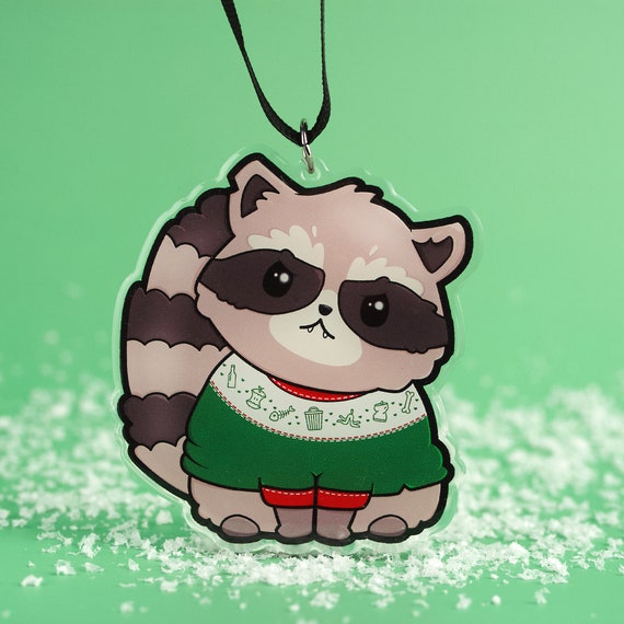 SALE Raccoon Ornament - Christmas Ornament Trash Panda Gift Cute Ornament Funny Ornament Raccoon Sweater Gift Trash Panda Gift Ornaments