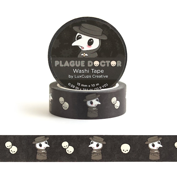 SALE Plague Doctor Tape - Pandemic Kawaii Washi Tape Halloween Decorative Tape Paper Tape Bubonic Plague Colorful Crafting Stationery Tape