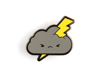 Grumble Cloud Pin - Cloud Lapel Pin Grumpy Rain Cloud Gift Lightning Cloud Nimbus Cloud Badge Weather Cloud Enamel Pin Stormy Cloud