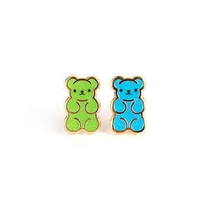Gummy Bear Earrings - Hard Enamel Candy Earring Cute Gummi Bear Studs Gold Gummy Bear Jewelry Candy Stud Earrings Gummy Bear Lover Gift