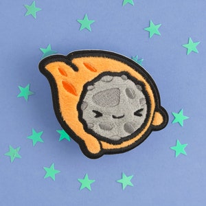 SALE Meteor Mike Patch Sticker - Adhesive Patch Comet Applique Patch Embroidered Kawaii Asteroid DIY Patch Outer Space Patch Shooting Star