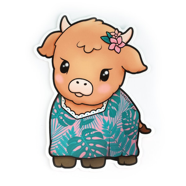 MooMu Cow Sticker - Cow Weather-Proof Vinyl Sticker Moo Sticker Mumu Laptop Decal Heifer Kawaii Sticker Milk Cute Sticker Car Decal