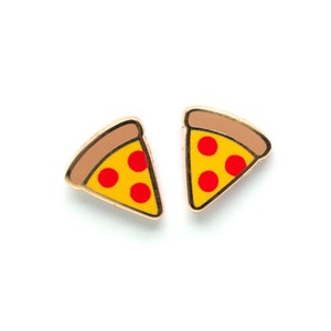 SALE Pizza Earrings - Hard Enamel Pizza Slice Earrings Cute Pizza Pie Studs Gold Pizza Jewelry Pizza Stud Earrings Pizza Lover Gift Pizza