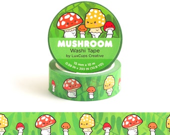 SALE Mushroom Washi Tape - Fungi Kawaii Washi Tape Fly Agaric Decorative Paper Tape Toad Stool Colorful Crafting Tape Stationery Craft Tape