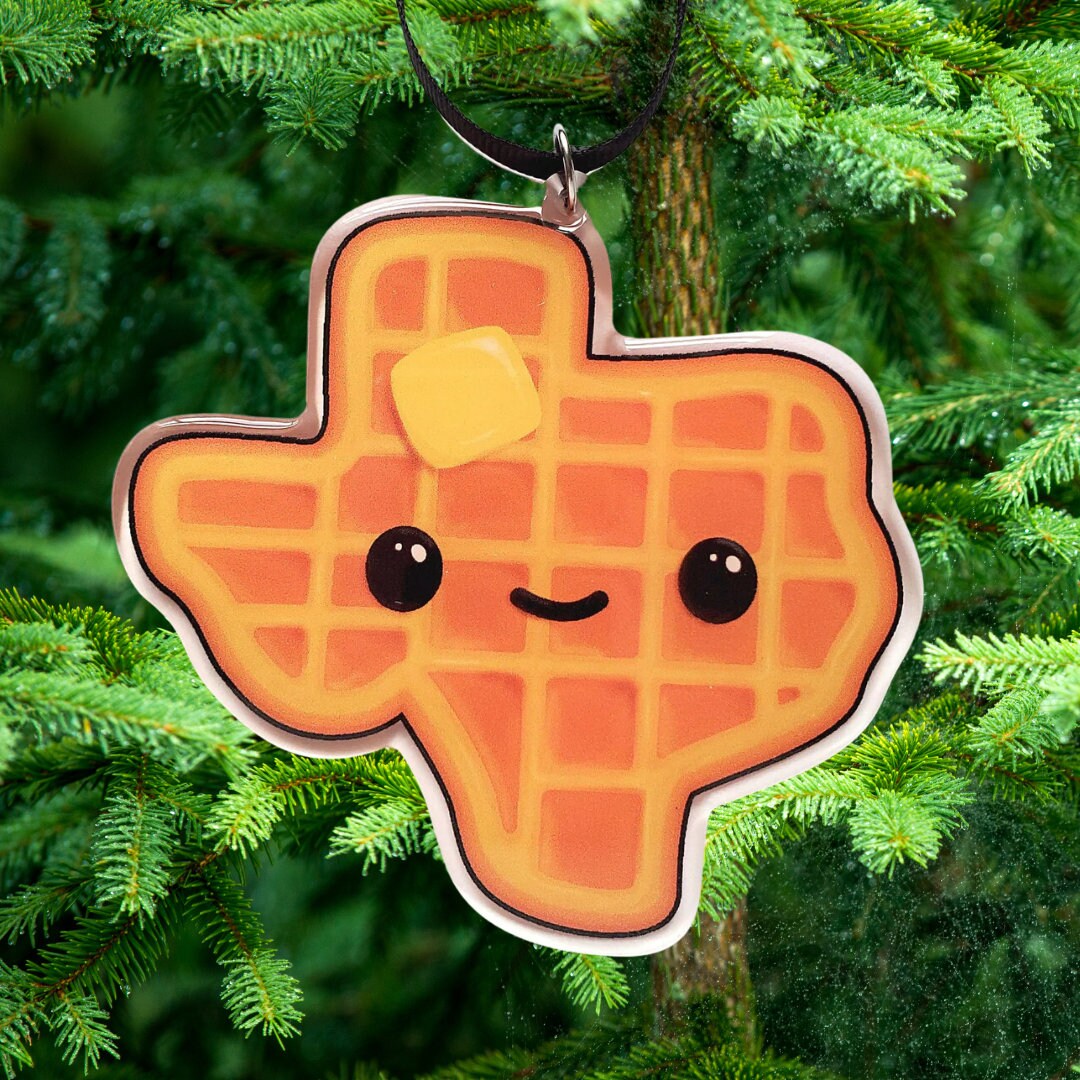 SALE Texas Waffle Ornament - Texas Ornament Waffle Gift Texan Ornament Breakfast Gift Texas Gift Texas Waffles Christmas Ornament Texan Gift