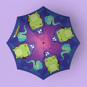 Frog Magic Umbrella - All Weather Umbrella Magical Kawaii Parasol Frog Cute Sunshade Wizard Cute Umbrella Amphibian Sunshade Rain Gear