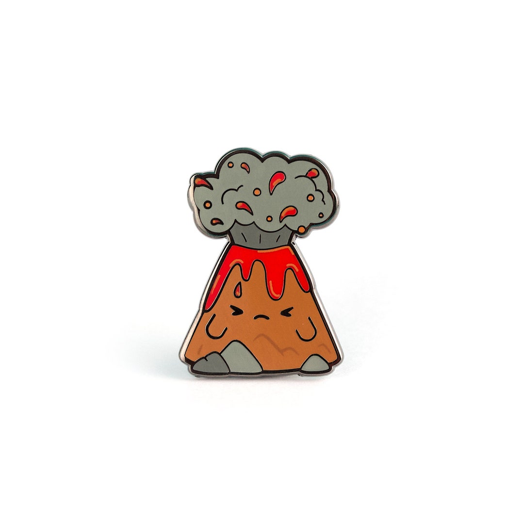 Volcano Pin SALE Grumble Volcano Enamel Pin - Eruption Enamel Pin Cloisonné ...