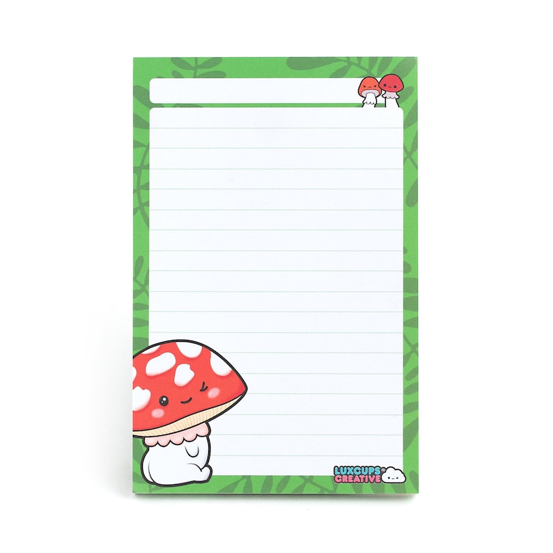 SALE Red Mushroom Notepad - Cute Stationery Gift Fungus Memo Pad Fly Agaric Writing Pad Toad Stool Scratch Pad Fungi Notepad Kawaii Notepad bild 2