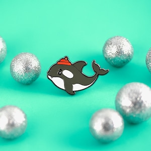 SALE Orca Enamel Pin - Killer Whale Enamel Pin Cloisonné Dolphin Lapel Pin Orca Beanie Badge Aquatic Kawaii Pin Cute Orca Gift Yacht Gift