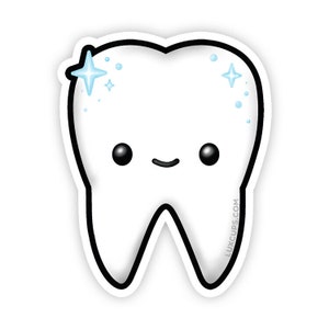 SALE Twinkle Tooth Sticker - Happy Tooth Weather-Proof Vinyl Sticker Dentist Sticker Toothbrush Laptop Decal Dental Hygienist Sticker Gift