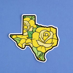 Texas Yellow Rose Sticker - Texas Weather-proof Vinyl Sticker, Yellow ...