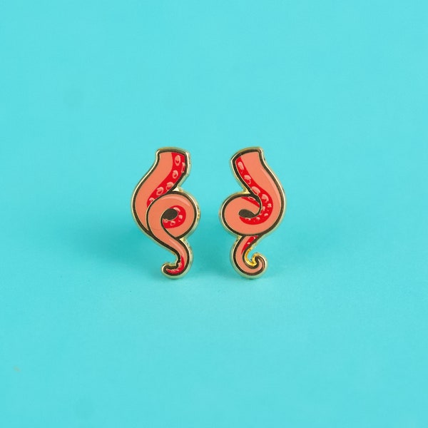 Tentacle Earrings - Hard Enamel Octopus Earring Cute Tentacle Studs Gold Spooky Jewelry Earrings Horror Lover Tentacle Gift Aquatic Gift