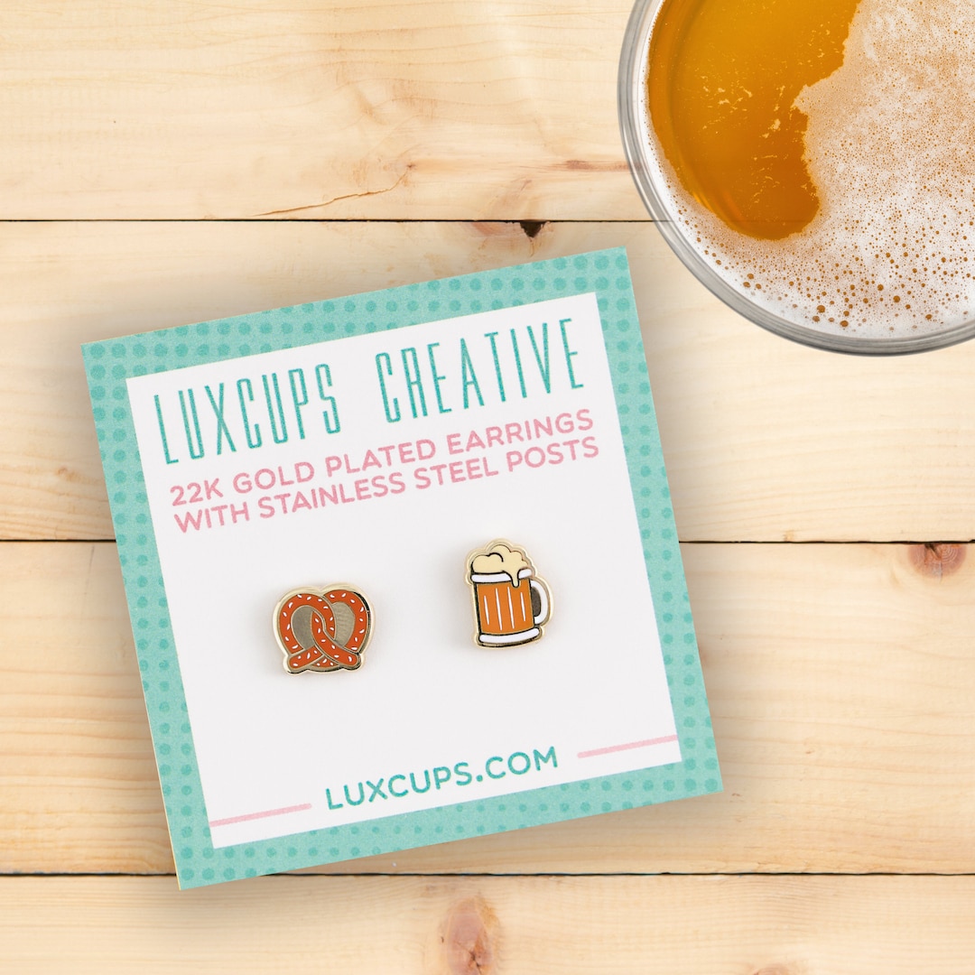 Oktoberfest Earrings Germany Hard Enamel Earring Stud Beer Stein
