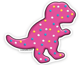 Dino Cookie Trex Sticker - Dinosaur Weather-Proof Vinyl Sticker Dino Sticker Cookie Laptop Decal Cute Dino Sticker Sprinkle Gift