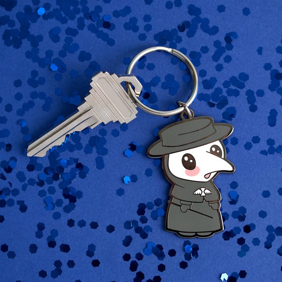 SALE Plague Doctor Keychain - Kawaii Keychain Gift Cute Plague Doctor Key Charm Bubonic Plague Keyring Spooky Keychain Doctor Kawaii Keyring